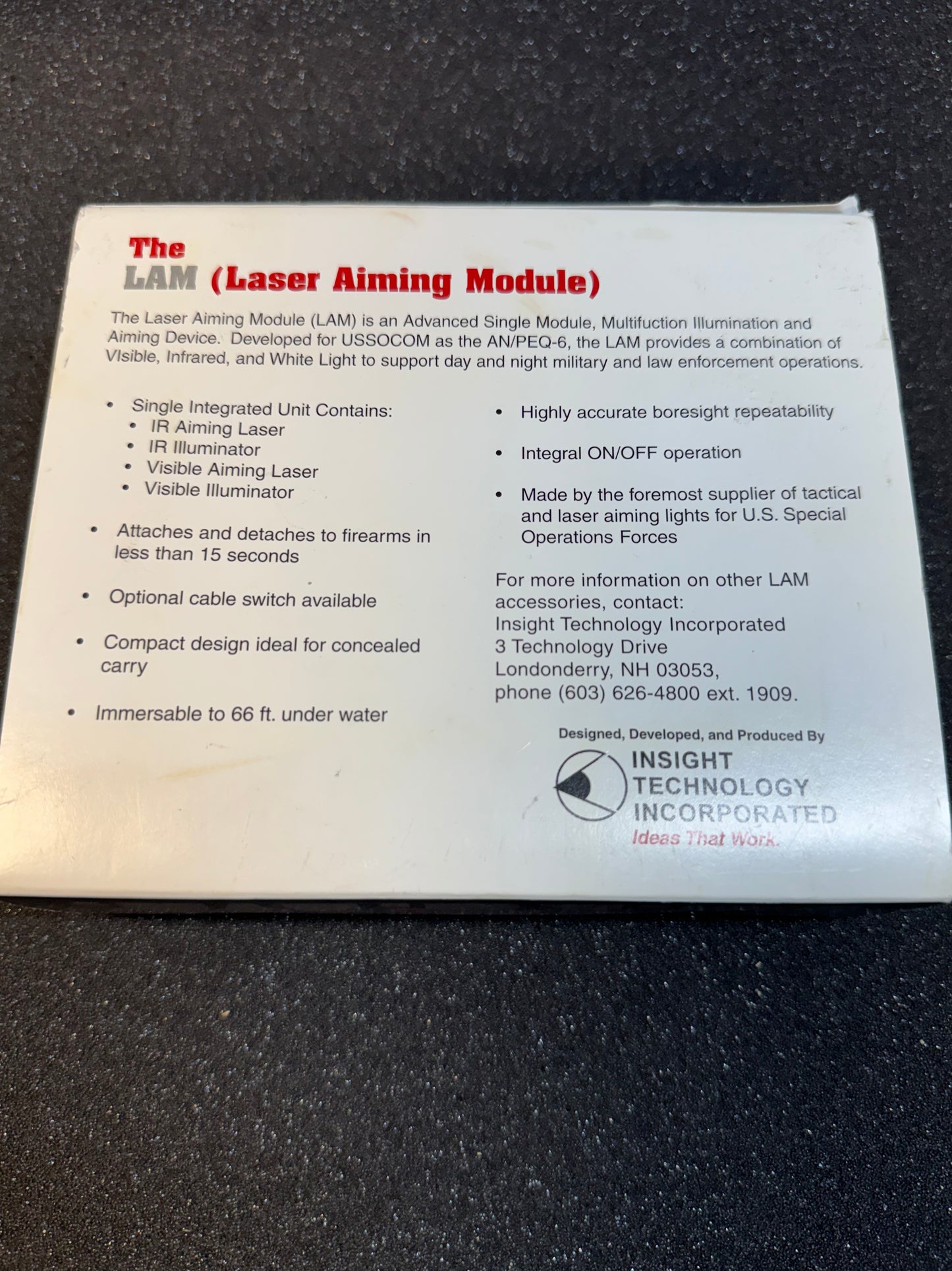Insight LAM 450 Laser Aiming Module For H&K Mark 23