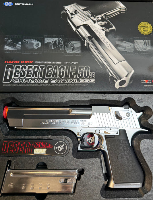 TOKYO MARUI DESERT EAGLE .50AE HARD KICK CHROME STAINLESS GBB AIRSOFT PISTOL