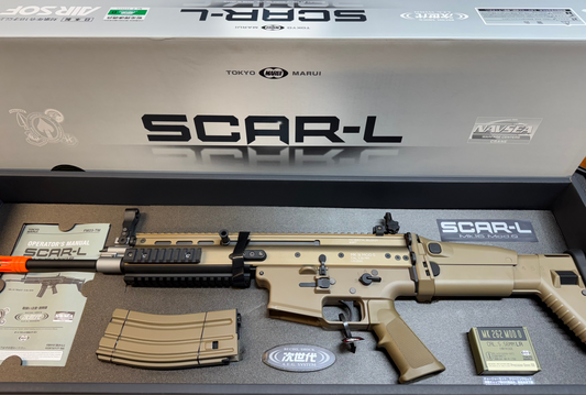 Tokyo Marui Next Generation Recoil Shock System FNH Licensed SCAR-L AEG Rifle in FDE